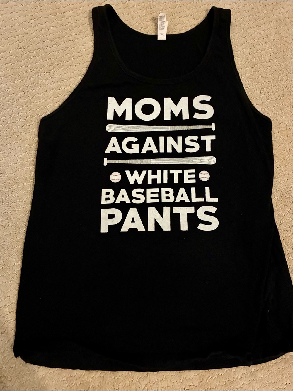 Moms Against White Baseball Pants Black Graphic Tank